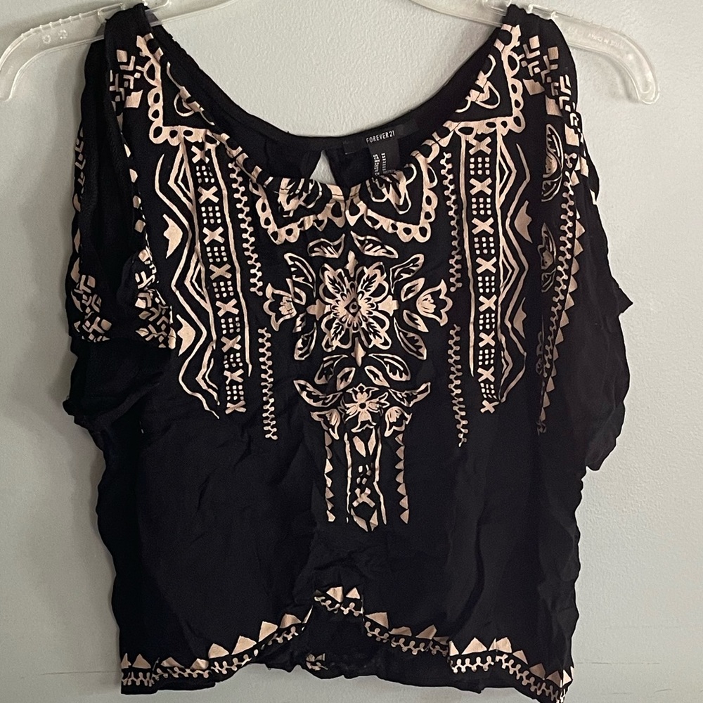 F21 Cold Shoulder Open Back Top